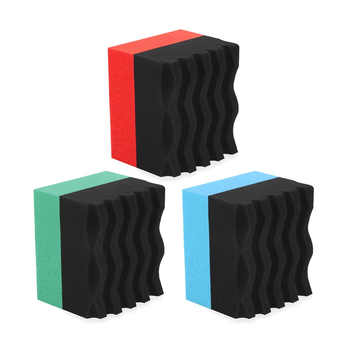 Norkmdi 3PCS Car Tire Dressing Applicator Pads, Wavy Contoured Large Automotive Shine Polishing Sponge Wax Mats, Vehicle Wheel Buffing Waxing Foam Pads, Universal for SUV, Truck, RV