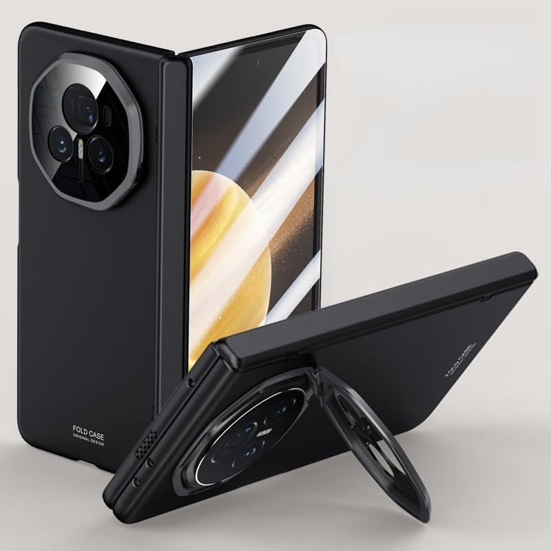 Gruattreay Case for Honor Magic V3（2024）,Magnetic Hinge Shockproof Anti-fall Protective Cover with Tempered Front Film (Black)