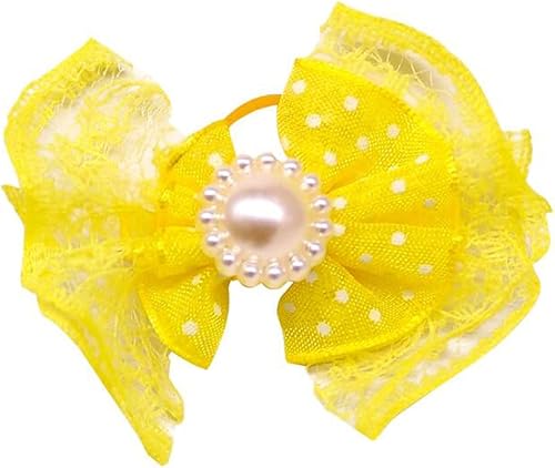 Miniatura 7 de 50 lazos para el pelo de perro con bandas de goma de diamantes de imitación, bonitos lazos para perros pequeños, lazos para el pelo de cachorros,