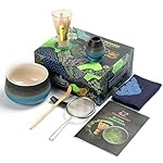 TEANAGOO-Japanese-Matcha-Set-7pcs-Matcha-Whisk-Mtacha-Kit-Matcha-Bowl-with-Pouring-Spout-Bamboo-Matcha-Whisk-chasen-Scoop-chashaku-Whisk-Holder-N23-Gradient-Navy-Matcha-Green-Tea-Powder