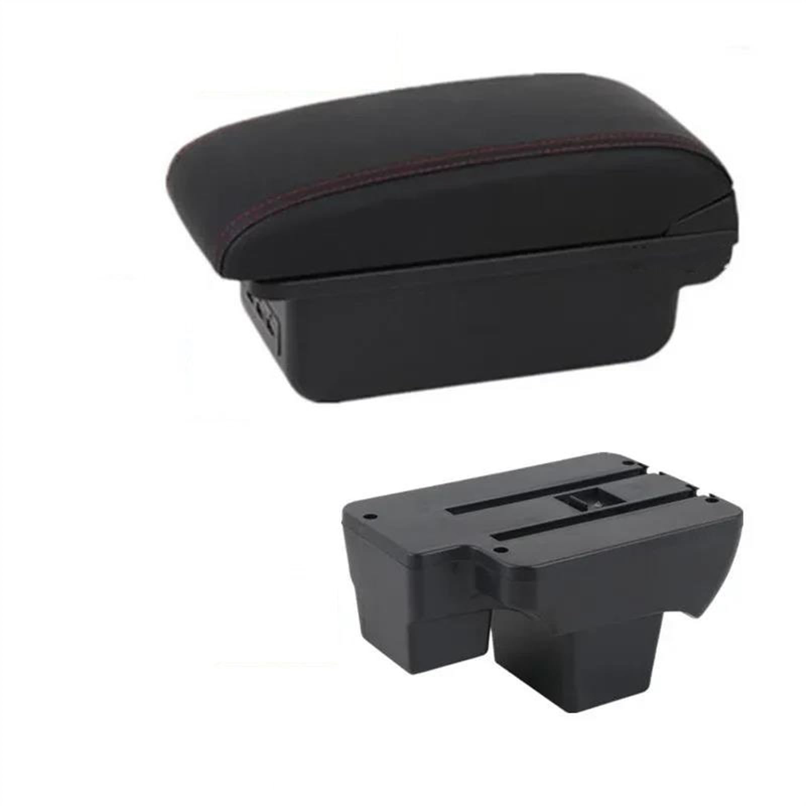NOHEEU Car Armrest Box 2019-2024 Central Storage With USB Accessories For Virtus For Polo(B red line 3USB)