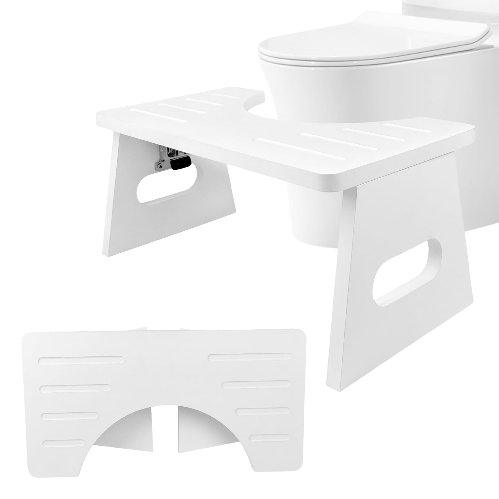 Sgabello da bagno in bambù da 17,8 cm, pieghevole, per adulti, bambini e anziani, sgabello da bagno antiscivolo per una migliore postura della cacca, strumento facile da pulire per alleviare la
