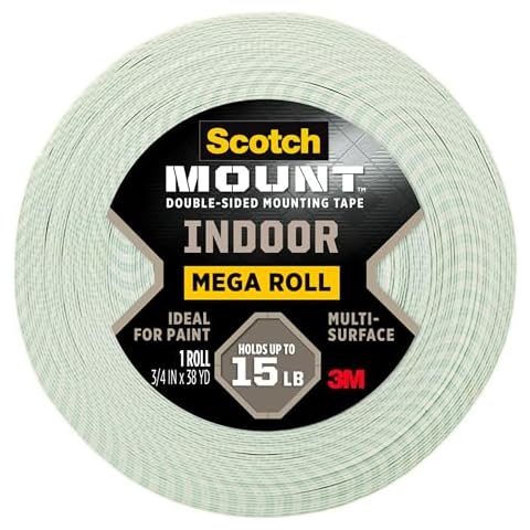 Scotch-Mount Double-Sided Tape Mega Roll, 3/4 in x 114 ft, Indoor Mounting White Tape, Features 3M Industrial Strength Adhesive, No Mess or Tools (110H-MR) Cover