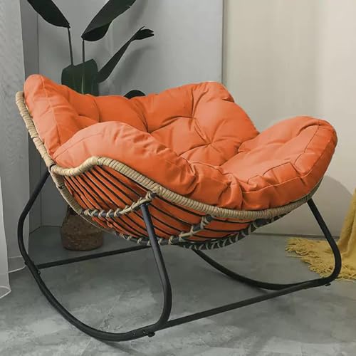 Chaise à bascule confortable avec coussin gris pour terrasse - 2