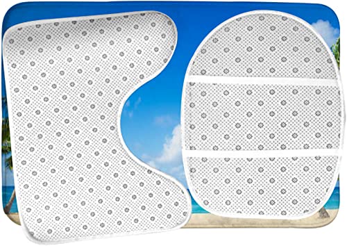 Badezimmerteppich-Set, 3-teilig, Kokospalmen an den Sandstränden der Insel Uai, Hawaii, waschbarer Badeteppich, rutschfest, mit Rückenpolster, Konturteppich und Toilettendeckelbezug – Bild 6