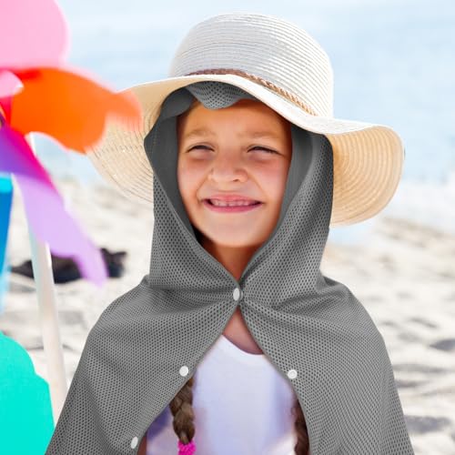 Image of Peryiter 2 Pack Mini Kids Cooling Hoodie Towels for Neck and Face Cooling Towels UPF 50 Sun Protection Lightweight Soft Breathable Neck Head Wraps Cold for Kids Exercise Activities Sport Workout