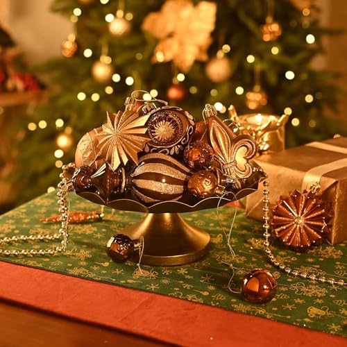 Valery Madelyn Ornamente für Weihnachtsbäume, 60 Karat Bronze, Kupfer, Braun und Gold, bruchsichere Weihnachtsbaumschmuck, luxuriöse hängende Kugel-Ornamente, Großpackung für