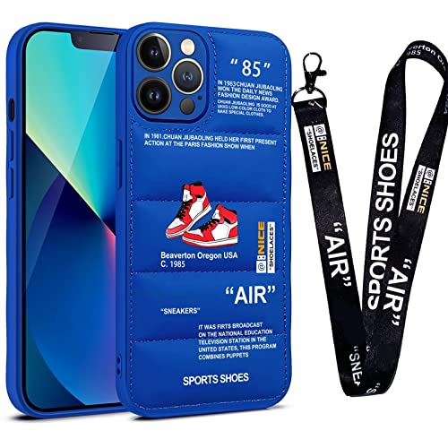 for iPhone 15 Pro Case，Cool Sports Shoes Brand Phone Puffer Case Puffy Cove, Cool Red Sneakers ins White or Black Label Pattern Soft Cover-Ultra Thin Soft Silicone Shockproof Cover for 15 pro