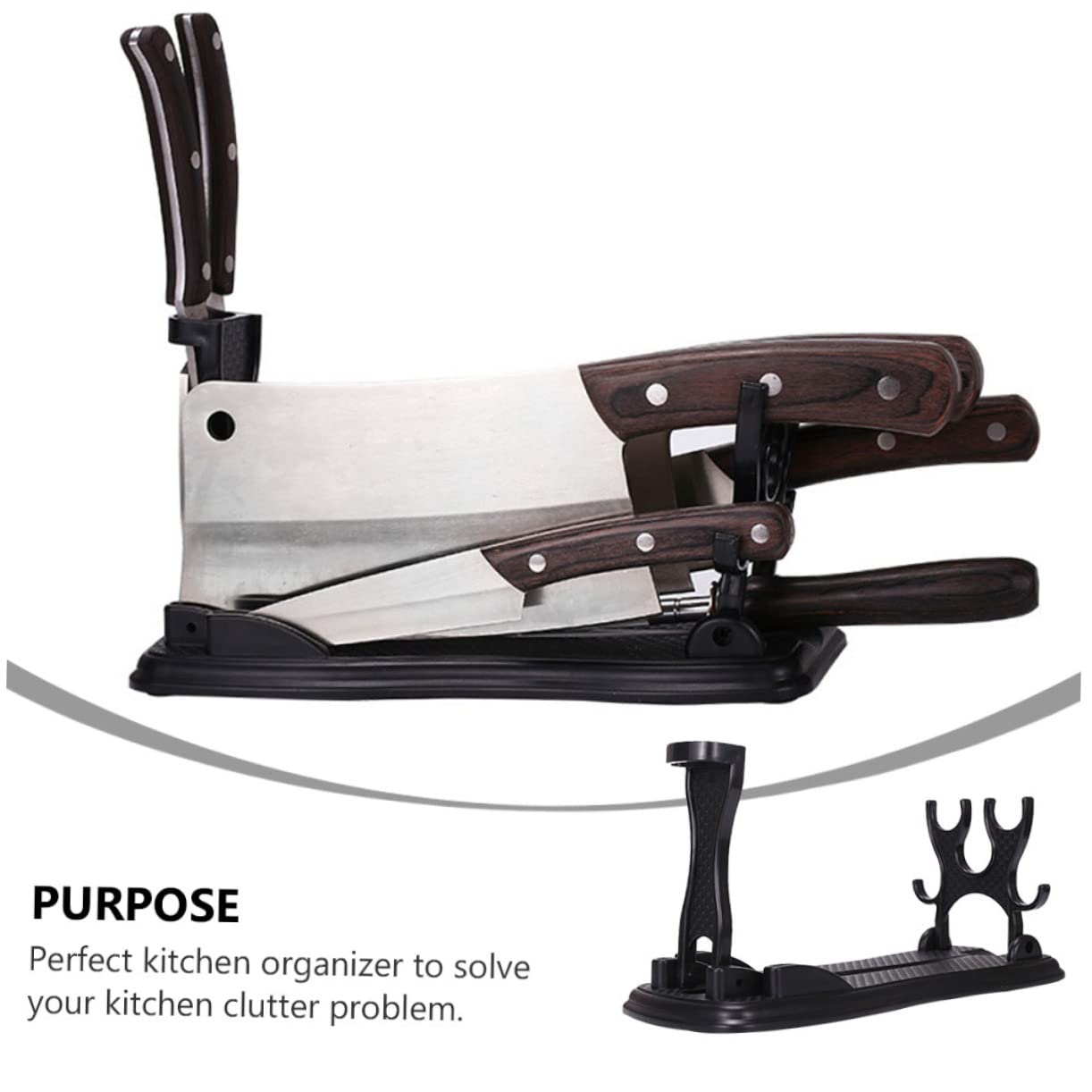 SHOWERORO Countertop Knife Holder Kitchen Knife Rack Block for Plastic Cutter Holder Storage Rack