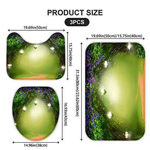 Badezimmerteppich-Set 3Teilig lila Baum rutschfest Waschbar Badematte Badezimmer Weich Mikrofasern WC-Deckelbezug Wald… – Bild 6