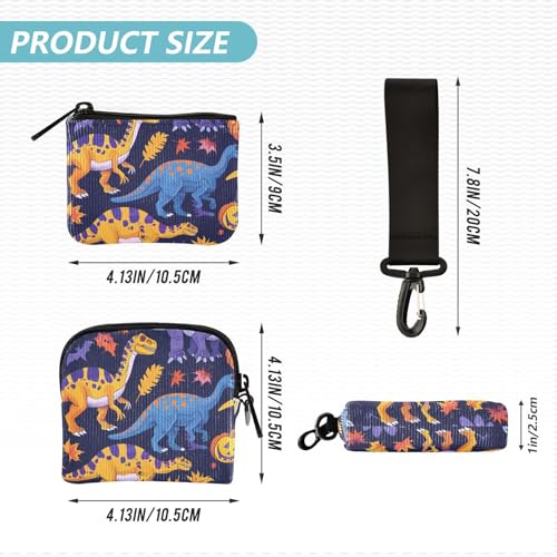 Spooky Season Jurassic T-rex Women's Wallets Card Cases Large Capacity Credit Card Wallet Organizer with Zipper Coin Pocket for Lady 2 Packs4