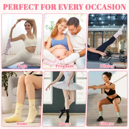 Image of Pilates Grip Yoga Socks for Women Cute Non Slip Socks