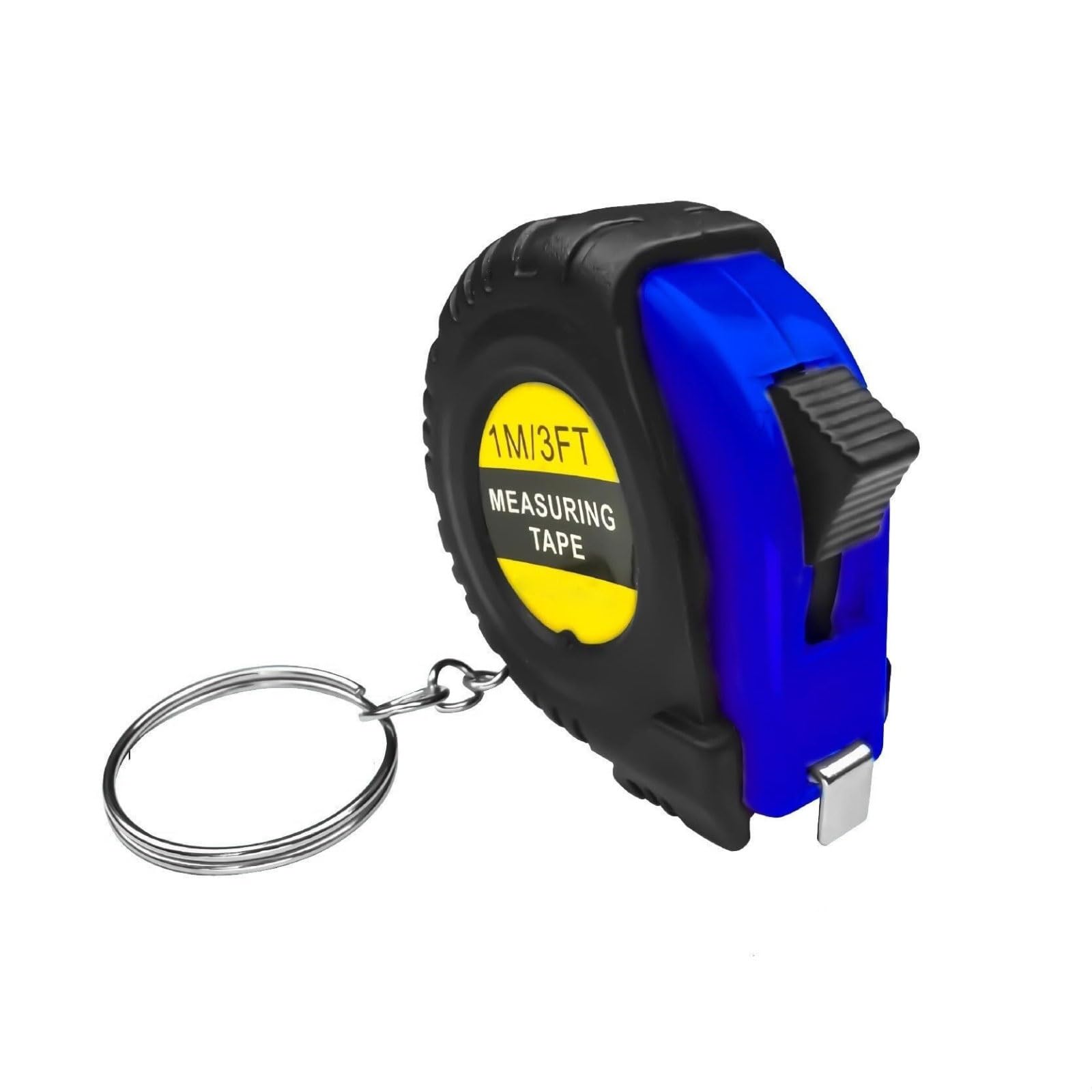 Cinta métrica compacta y Ligera con Llavero, Doble Escala métrica, retracción automática.