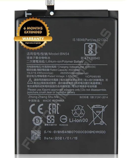 Image of BN54 Battery for Redmi Note 9 / 10x 4G / 10X 5G / 10x pro 5G / M2003J15SC, M2003J15SG, M2003J15SS Battery with 6 Month Warranty** (DD70)