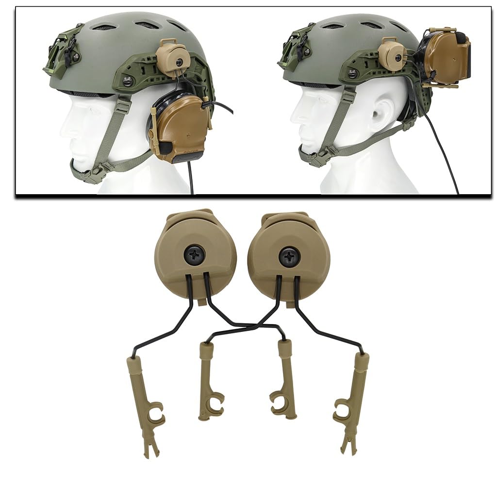 TS TAC-SKY Military Tactical Headset Brackets Mounted Rapid Action Helmet ARC Rail Adapter Kit/Military Tactical Accessories (Color : BK4)