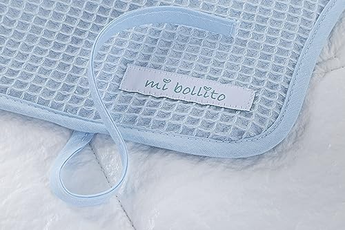 Miniatura 4 de Mi Bollito Cambiador De Bebé Portátil, Plegable E Impermeable. Tejido 100 De Algodón De Gofre. Fácil De Guardar En El Bolso Maternal. Ideal Para Regalo De Recién Nacido. Azul Claro
