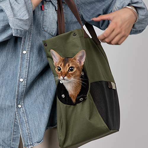 Dog Carrier, Pet Carrier, Foldable Waterproof Premium Pu Leather Oxford Cloth Dog Purse, Portable Bag Carrier For Small To Medium Cat And Small Dog, Airline Approved Soft-Sided Carrier (Olive) #TOP4