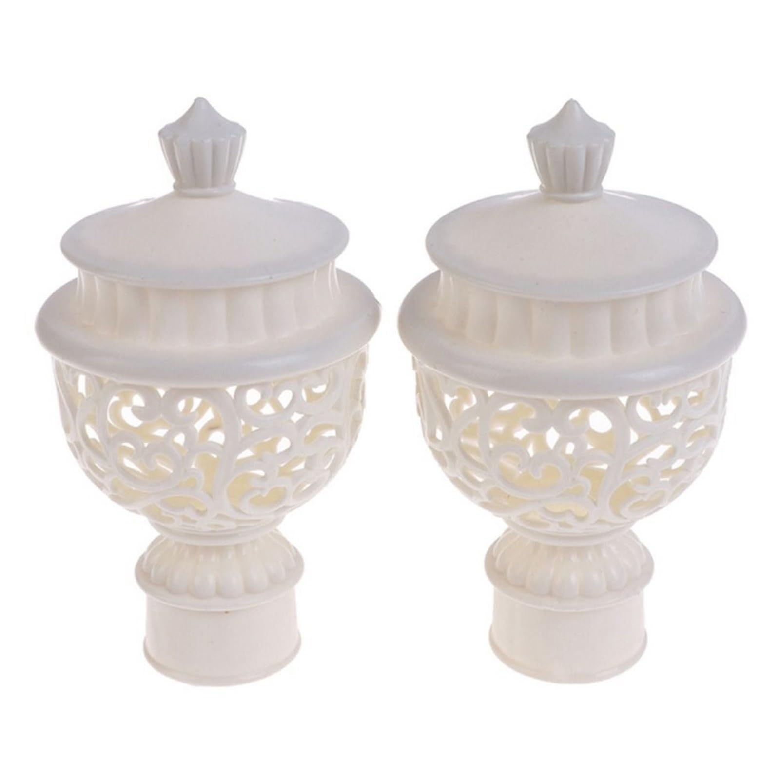 LUYSGBXR Curtain Rod Head Curtain Accessories Rod Head Cap Hollow Out Plastic Decorative Drapery Rail Ends(White)
