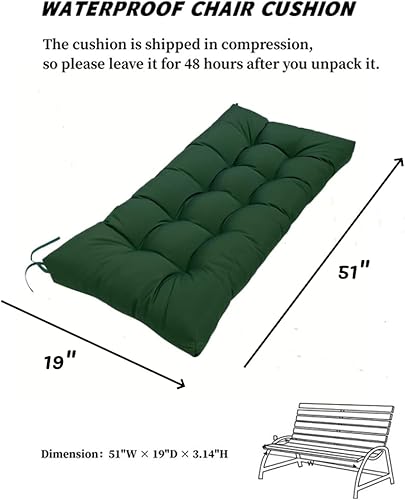 Miniatura 9 de SEAHOME Cojines impermeables para asiento de banco de jardín para interiores y exteriores, cojín copetudo para muebles de patio, columpio, mimbre,