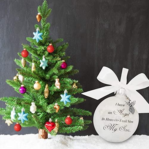 Christmas Tree Ball Ornaments, Clear Feather Ball Angel Memorial Ornament, I Have An Angel In Heaven 2022 Ornament, Family Memorial Loss Of Loved One Hanging Pendant Xmas Tree Décor, Mom #TOP3