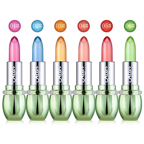 Songfir 6 Colors Waterproof Moisture Natural Aloe Vera Gel Lipstick Nutritious Transparent Lipstick Temperature Color Changing Lips #TOP6