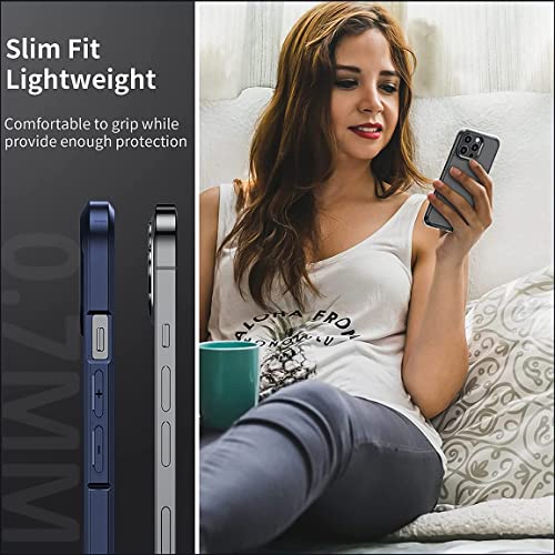 Image of KAPAVER for iPhone 14 Pro Max Matte Clear Case[Anti-Fingerprints ][Anti-Scratch] Frosted Translucent Shockproof Slim Cover 6.7 inches (Matte Blue + Glass)