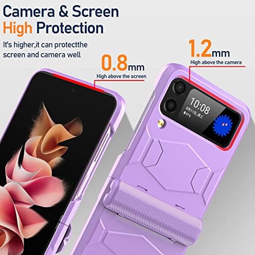 Vizvera for Samsung Galaxy Z Flip 3 Case 2021, Hinge Full Protective (TPU+PC) Cover Armor Shockproof Non-Slip Case Compatible with Samsung Galaxy Z Flip 3 5G (Puple) Purple