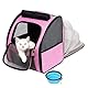 Katzenrucksack Hunderucksack, Erweiterbarer Haustier Rucksack für Kleine Hunde Katzen, von der Fluggesellschaft Zugelassen, Belüftetes Design für Reisen, Wandern & Draussen (Rosa)