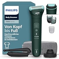 Philips Body Groomer 7000 Series - Trimmer für Herren mit 2D-Flexkopf, Triple Protect Shave System, austauschbaren Köpfen, Intimate Trim & Shave, 100% duschfest, 120 Min. Laufzeit, Modell BG7485/30