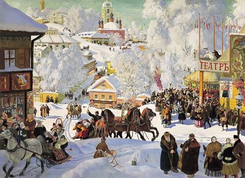 Cuadro Carnestolendas de Kustodiev para dar un aire artístico y elegante a tu dormitorio de 60x90
