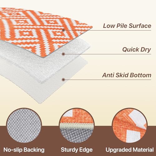 Image of GENIMO Fall Decor Outdoor Rug 3'x5' for Porch, Plastic Door Mat Mid Orange