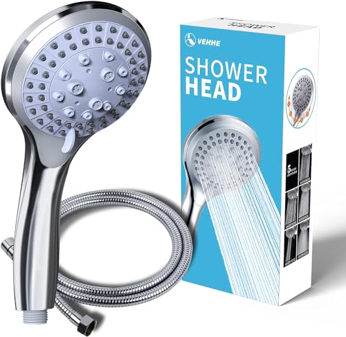 Image of FEELSO Hand Shower Rain Shower Pressure Increasing 4-Function Hand Shower Shower Head with 1.5 m Heavy Stainless Steel Metal Hose and & Wall Hook for Bathing and Spa (Hand Shower (White Finish))