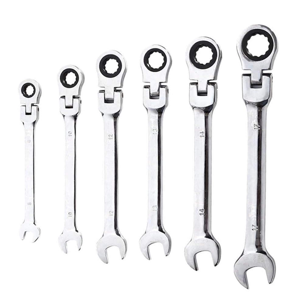 Clé plate à cliquet articulée 18mm pour accès aux écrous difficiles