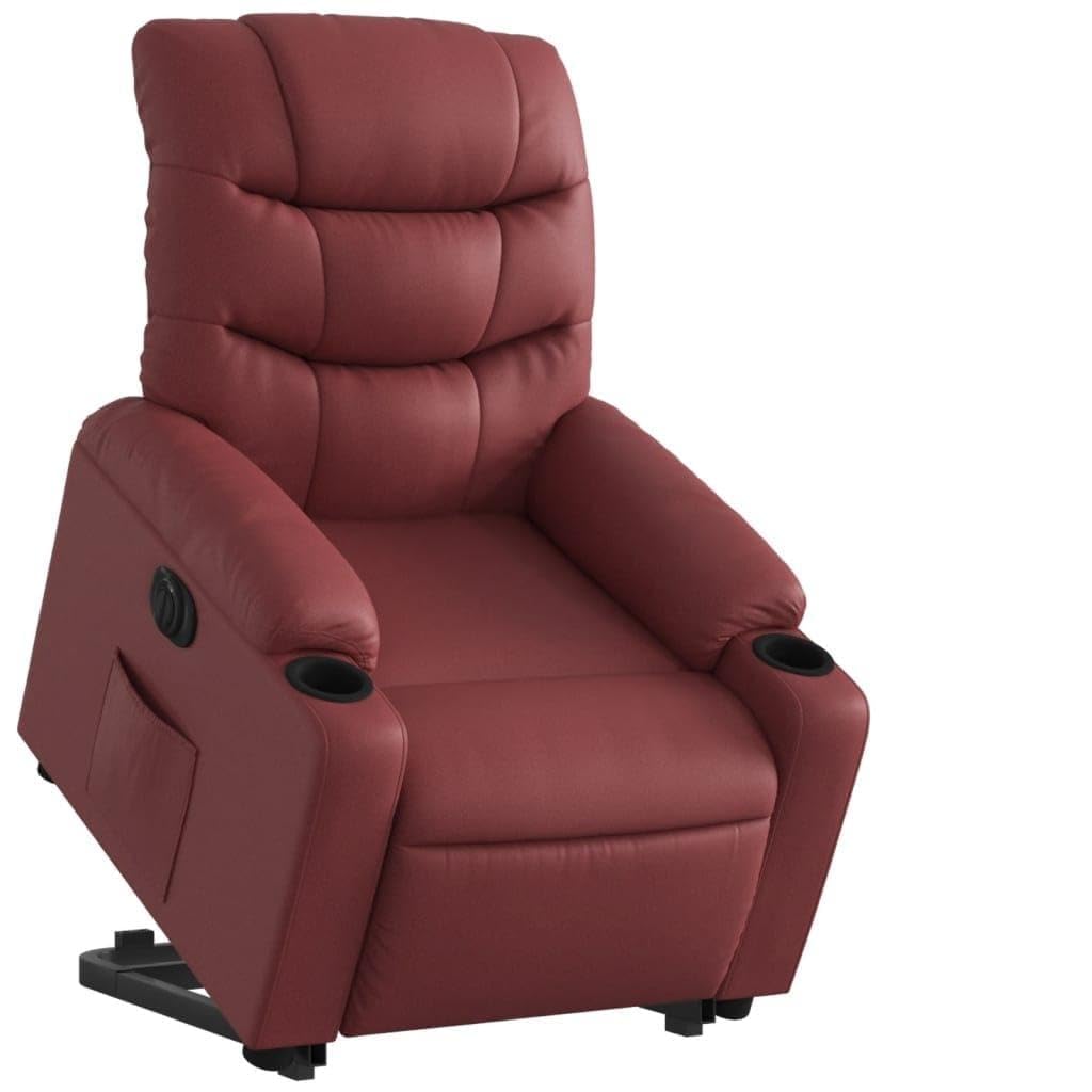Fengshui Fauteuil de relaxation électrique en cuir synthétique Bordeaux