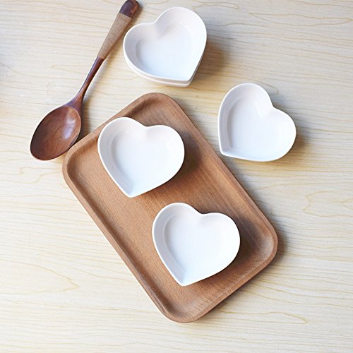 Bignosedeer Super Cute Heart Shape Ceramic Sauce Dish,Mini Side Seasoning Dish,Condiment Dishes/Sushi Soy Dipping Bowl,Snack Serving Dishes,Love Porcelain Small Saucer Set(Set Of 4) (3.38Inch) #TOP5