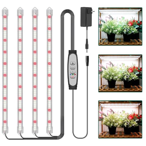 COKOLILA 4 Barres Lampe pour plantes LED, Sunlike Lampe Horticole 240 LED avec minuterie Auto ON/Off 6/12/18H, 3 modes d'éclairage, 5 Luminosité
