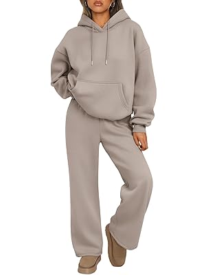 Trendy Queen Womens 2 Piece Outfits Lounge Fall Fashion Sets Oversized Sweatshirts Wide Leg Pants Sweatsuits Winter Clothes