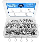 280 Pcs Eye Screws,304 Stainless Steel Screw Eye Hooks,5 Sizes of Self-Tapping Eye Bolts for Fixing Cable Wires and DIY