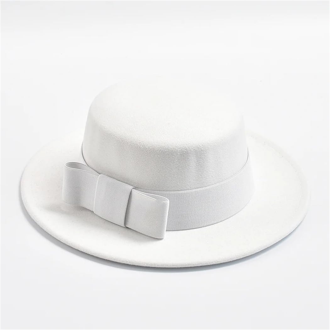 Cappello Fedora da donna, elegante, formale, per matrimonio, decorazione da chiesa, cappello piatto con fiocco per feste e jazz