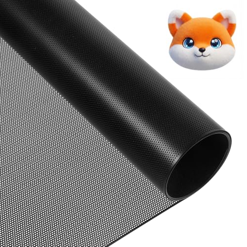 39.3 x11.8 Fursuit Eye Mesh 0.2mm Thick Waterproof Printable Fabric Meshs Black PVC Plastic Mesh Cosplay Eye Meshs for DIY Animal Eyes Furry Cosplay Props Crafts(0.8mm Hole)