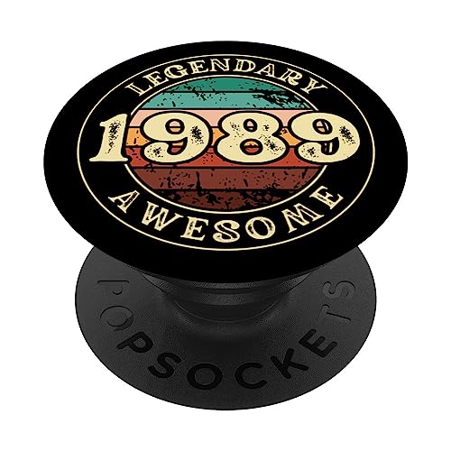Vintage 1989 para hombres, idea de regalo de 34 cumpleaños de 34 años PopSockets PopGrip Intercambiable