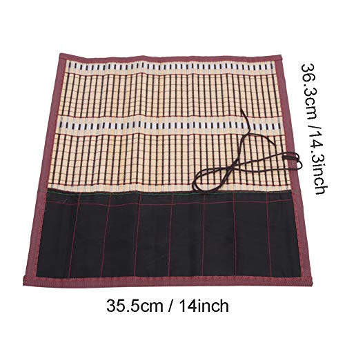 Image of TOPINCN Painting Brush Bamboo Rolling Bag Bamboo Calligraphy Brush Paintbrush Holder Rollup Protector for Paintbrushes Storage