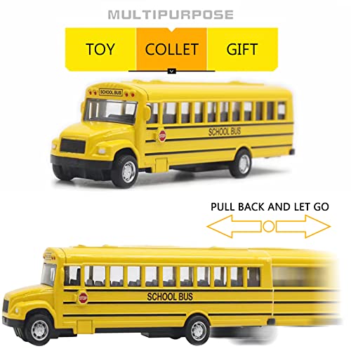 Weilaga 2 Pack 5.5" Pull Back Yellow School Bus Toy Playset,Durable Die-Cast Metal Toy Vehicles,Party Favors,Best Birthday Gift For Boys Girls Kids Toddlers #TOP2