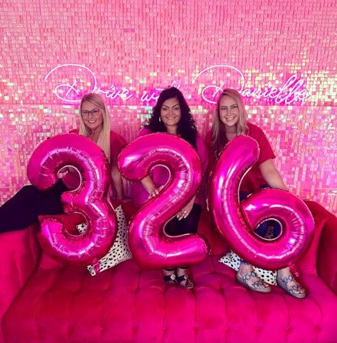 Image of Hot Pink Number 6 Balloon 40 Inch, 6th Birthday Party Decorations, Giant 6 Foil Balloon for Party Supplies