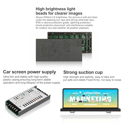 Image of Double Sided Taxi Top LED Display, 4500nits High Brightness Commercial Advertising Car Roof LED Screen, IP65 Waterproof Advertising Display, 3G /4G /WiFi /USB Control, Wireless Remote Control