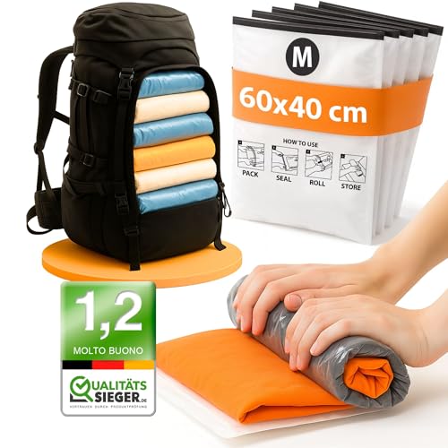 PACKDUDE Sacchetti Sottovuoto Vestiti Viaggio (Arrotolare) I 8 PEZZI I