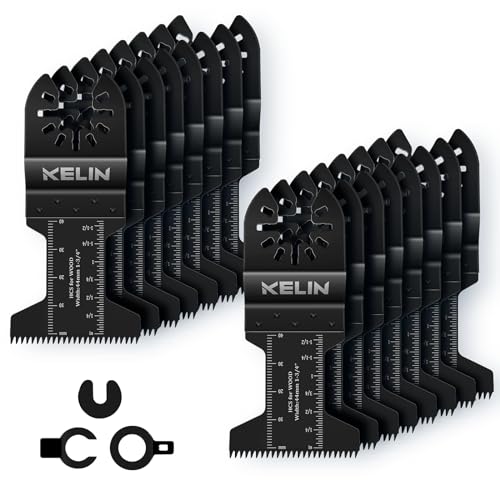 KELIN 16 tlg Multitool Sägeblätter mit Japanischer Zahnung Oszillierendes Zubehör Set Sauberer Schnitt für Holz Kunststoff Multifunktionswerkzeug Zubehör für Bosch Fein Makita Milwaukee Dremel