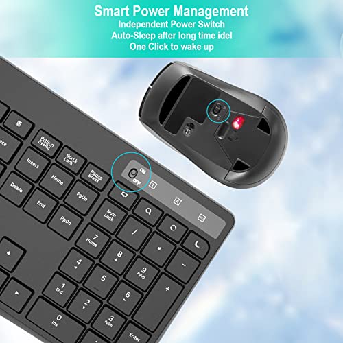 Image of Wireless Keyboard and Mouse Combo,EarlyLit 2.4G Full-Sized Ergonomic Keyboard Mouse,3 DPI Adjustable Cordless USB Mouse and Keyboard,12 Shortcut Keys and Quiet Click