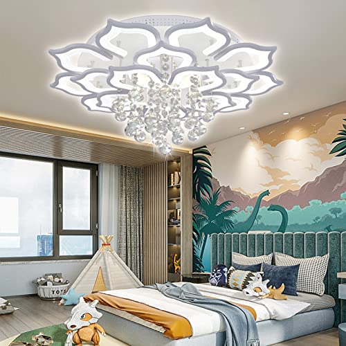 Bevenus Modern Led Ceiling Light,120W Crystal Petal Flush Mount Chandelier Ceiling Flower Lamp With Remote Control For Living Room,Bedroom,Dining Room,Hall,Etc.10+5+5 Heads…… #TOP6