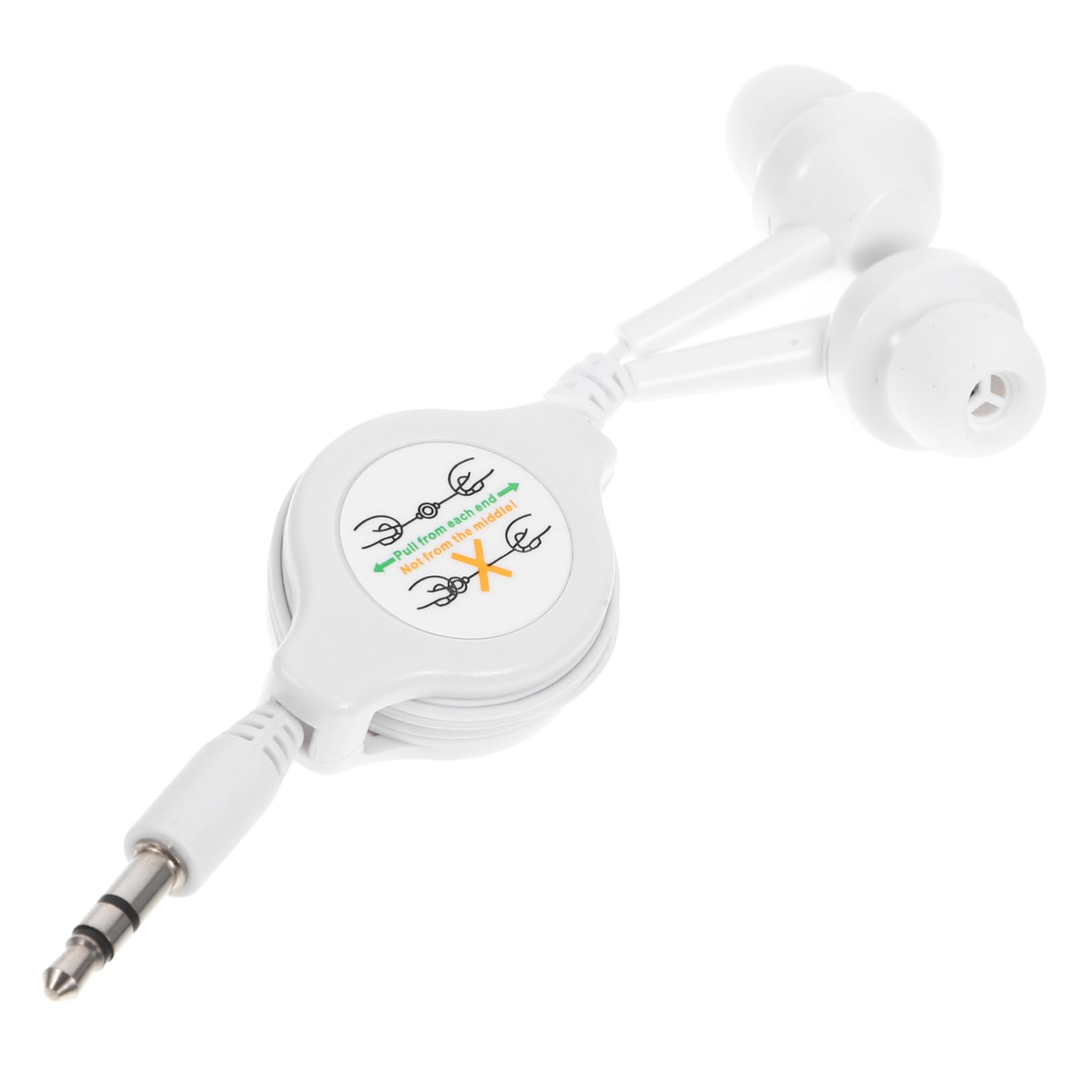 ARTIBETTER Ear Earphones Retractable Cord Lightweight Earbuds Portable Fit for Players Personal Stereos CD Devices White